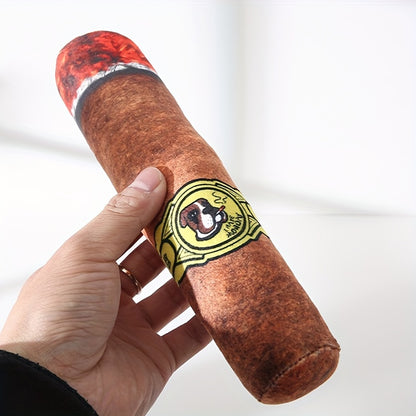 Cigar shaped interactive chew toy for dogs