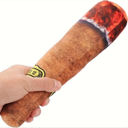 Cigar shaped interactive chew toy for dogs