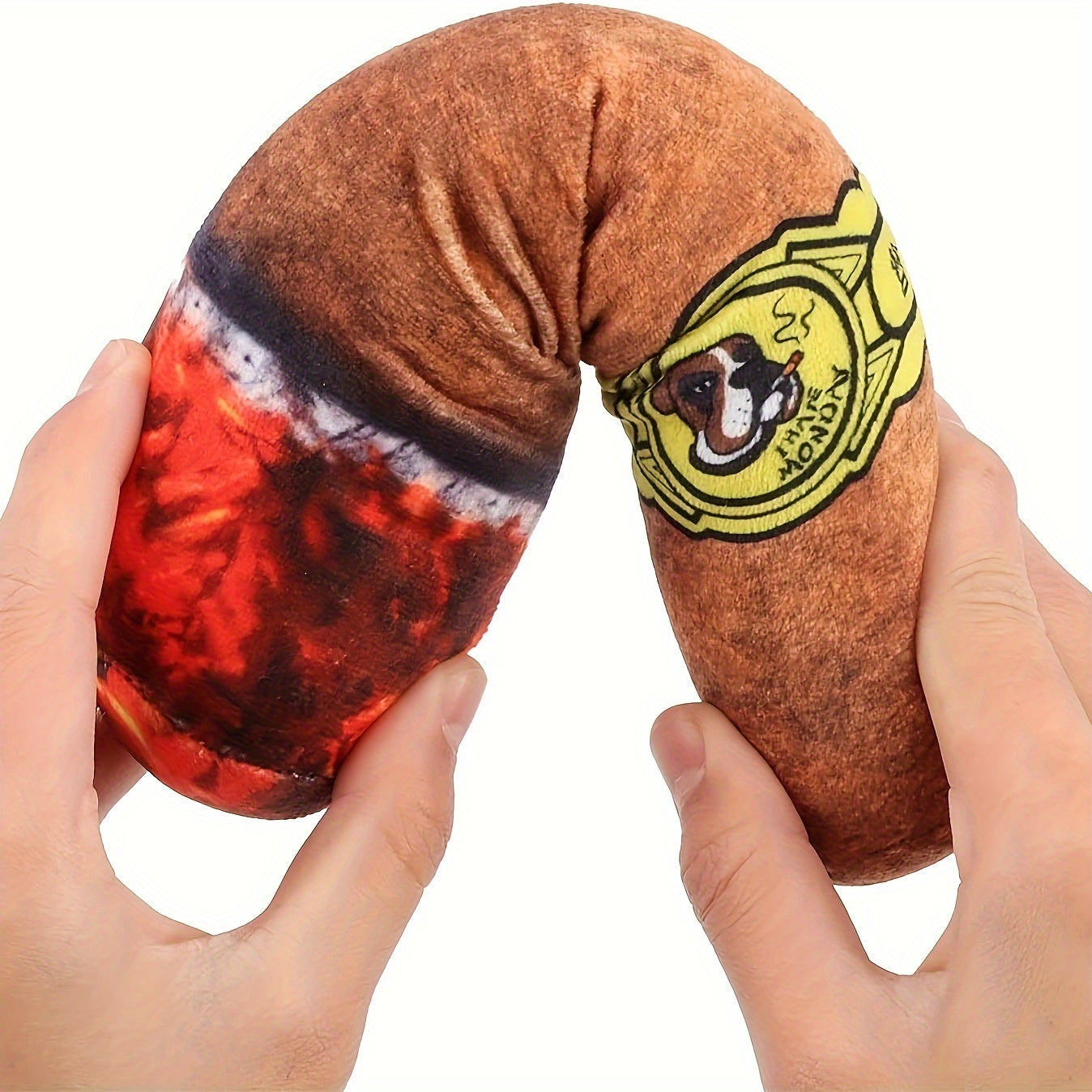 Cigar shaped interactive chew toy for dogs